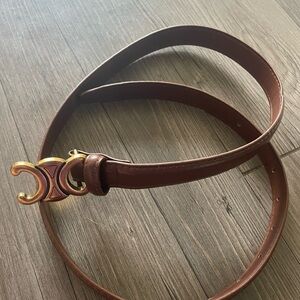 Unbranded Adjustable Brown Belt with Gold CC Buckle